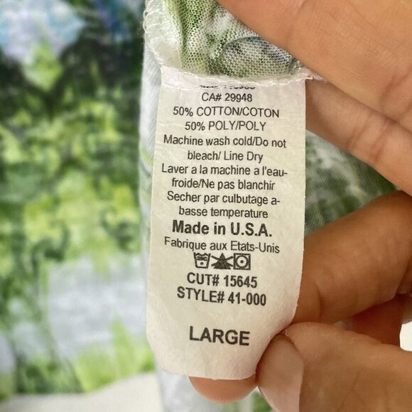 Jess & Jane Womens Tie Dye Tunic Top L Artsy Rhinestone Shark Bite Green Blouse - Picture 13 of 13